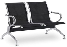 Fém pad a váróterembe REST, 2 ülés, fekete