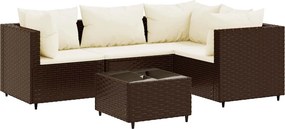 vidaXL 5 részes barna polyrattan kerti ülőgarnitúra párnákkal