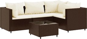 vidaXL 5 részes barna polyrattan kerti ülőgarnitúra párnákkal