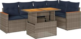 vidaXL 6 részes szürke polyrattan kerti ülőgarnitúra párnákkal