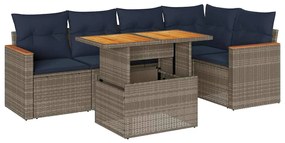 vidaXL 6 részes szürke polyrattan kerti ülőgarnitúra párnákkal