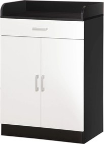 HOMCOM Fából készült szekrény fiókkal, állítható polccal, helytakarékos konyhai szekrény, nappalihoz és előszobához, MDF anyagból, 60x40x90cm, Fekete