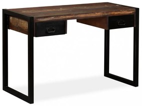 tömör újrahasznosított fa íróasztal 2 fiókkal 120 x 50 x 76 cm
