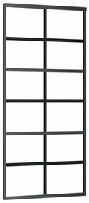 Fekete ESG üveg tolóajtó fémszerelvény-szettel 90x205 cm
