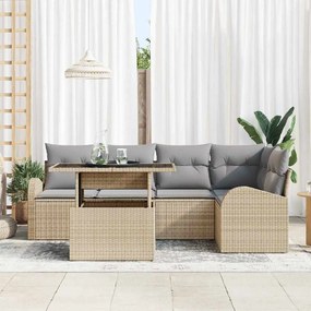 Kerti Kanapé Szett 6 pcs bézs és világosszürke 100 x 55 x 73 cm