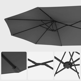 Dupla napernyő 460 × 270 cm, extra nagy kerti napernyő, UPF 50+, szürke