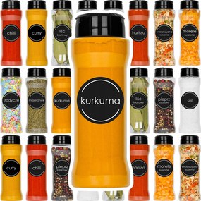 24 db Fűszertartó És Szóróedény 175ML Öntapadós Címkék