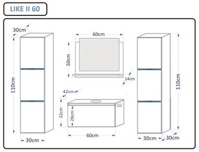 LIKE II 60 Magasfényű fehér fürdőszoba bútor