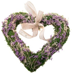 Függő mohaszív szárított virágokkal, lila, 25 x 3,5 cm