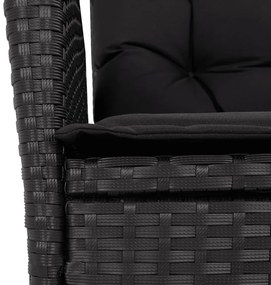 9 részes fekete polyrattan kerti étkezőgarnitúra párnákkal