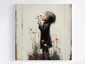 Canvas Vászonkép Gyerek Lány Portré Rét Pipacs Virágok 80x80