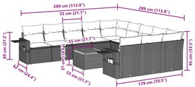 12 részes bézs polyrattan kerti ülőgarnitúra párnákkal