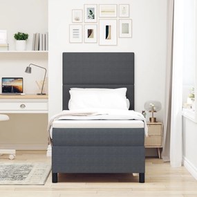 Boxspring ágy matraccal sötétszürke 80x200 cm kordbársony szövet