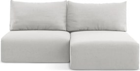 Világosszürke bársony kinyitható-tárolóhelyes sarokkanapé (jobb oldali-heverő résszel) Kalena – Makamii