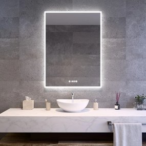 Álló fürdőszobai LED tükör 75x100cm | Páramentesítő funkció - Óra - Fényerő és színhőmérséklet szabályozás | Welland Luxury-Line G772