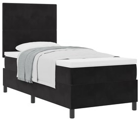 Boxspring Ágy Matraccal Fekete 100x200 cm Bársony