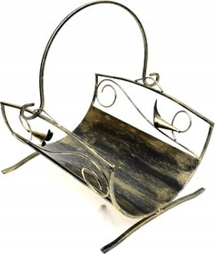 Tűzifa kosár kandallóhoz DK-865 arany fém dekoratív kosár