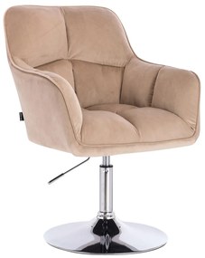 HR550N Latte modern velúr szék krómozott lábbal