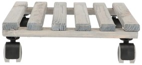 Szürke fa gurulós alátét virágcserép alá, 29 x 29 cm - Esschert Design