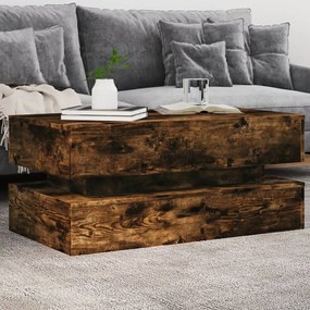 Füstös tölgy színű dohányzóasztal LED-lámpákkal 90x50x40 cm