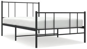 fekete fém ágykeret fej- és lábtámlával 80 x 200 cm