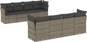 vidaXL 9 részes szürke polyrattan kerti ülőgarnitúra párnákkal