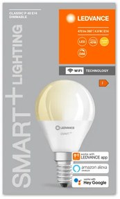 LED lámpa , égő , kis gömb , E14 , 4.9W , meleg fehér , dimmelhető , LEDVANCE Smart+ WIFI
