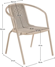 Kerti rakásolható szék, champagne, acél/műanyag, FRENY