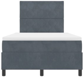 Boxspring ágy matraccal és LED világítással, Sötétszürke, 120x200 cm, bársonyos