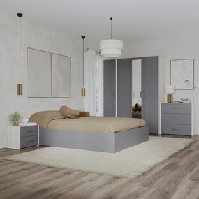 Malmo V8 hálószoba szett 160 x 200 cm-es ággyal, Fehér tölgy / Antracit