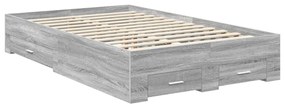 vidaXL Ágykeret fiókkal fejtámlával Szürke Sonoma 120 x 200 cm Faanyag