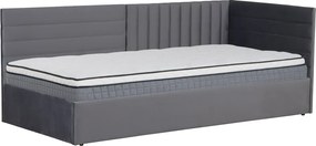 Ágy ágyráccsal, 90x200, szürke Velvet szövet, MEVIA