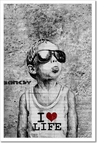 Poszterek keretben 40x60 I love life Banksy Spray