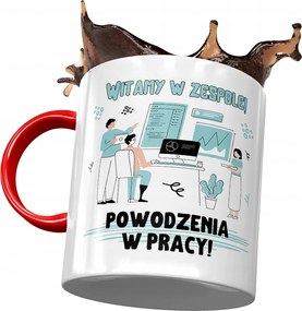 Piros üdvözlő bögre Munkahelyi üdvözlő nyomott mintával