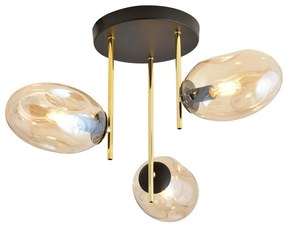EMIBIG 1275-3 ARGO Glamour Mennyezeti Lámpa Fekete, Arany E14 IP20