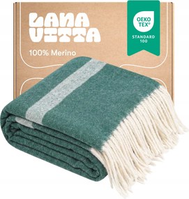 Gyapjú Takaró Csaj 100% Ausztrál Gyapjú Merinó Zöld 140×200 cm