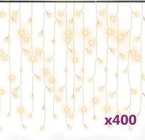 vidaXL melegfehér LED-es jégcsap fényfüggöny 400 LED, 8 funkció