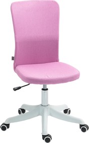 HOMCOM Karfa Nélküli Forgós Irodai Szék Mesterséges Vászonnal, Magasságállítható Tanulószobába, Hálószobába, Sminkasztalhoz, 120 kg Teherbírás, Rózsas