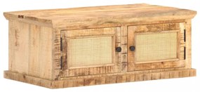 vidaXL tömör mangófa és természetes nád dohányzóasztal 90 x 50 x 35 cm