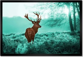 Poszter keretben 60x40 Szarvas a türkiz erdőben