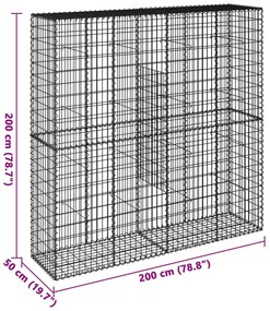 horganyzott vas gabion kosár fedéllel 200 x 50 x 200 cm