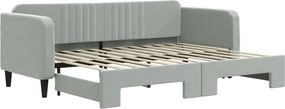 vidaXL világosszürke kihúzható bársony heverő 80 x 200 cm