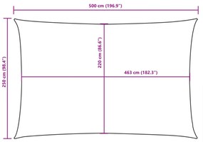 bézs téglalap alakú oxford-szövet napvitorla 2,5 x 5 m