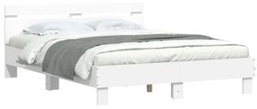 fehér ágykeret fejtámlával és LED-del 150 x 200 cm