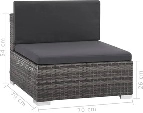 6-részes szürke polyrattan kerti bútorszett párnákkal