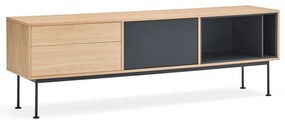 Yoko antracitszürke TV-állvány tölgyfa dekorral - Teulat
