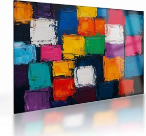Üveg kép - Színes négyzetek festménye (70x50 cm)