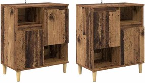 vidaXL Oldalszekrények 2 pcs Öreg fa 60 x 35 x 70 cm Faanyag