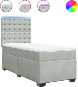 vidaXL világosszürke bársony rugós ágy matraccal 100 x 200 cm