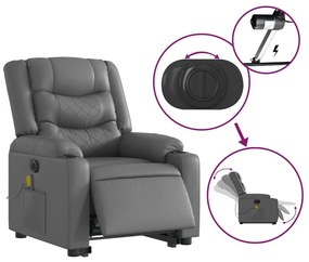 elektromos szürke műbőr felállást segítő dönthető masszázsfotel